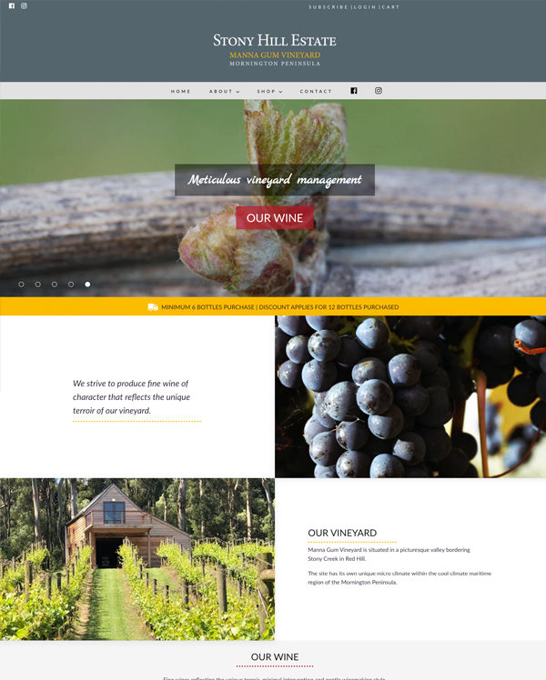 Stony Hill Estate Winery Shopify Ecommerce Website
