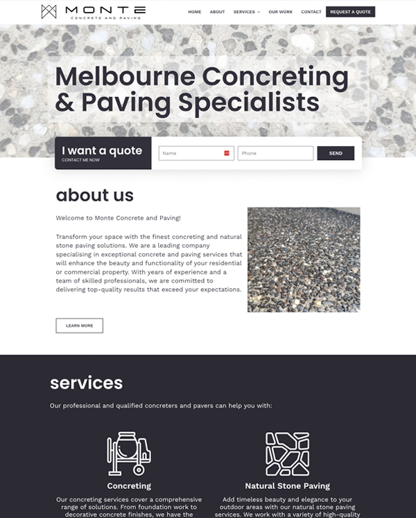 Boosting Tradies' Online Presence and Lead Generation: Monte Concrete and Paving Case Study