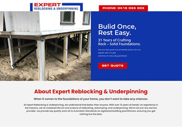 Expert Reblocking and Underpinning